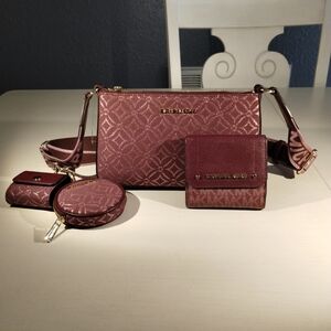 Brand New Michael Kors Burgundy Crossbody Bag Set